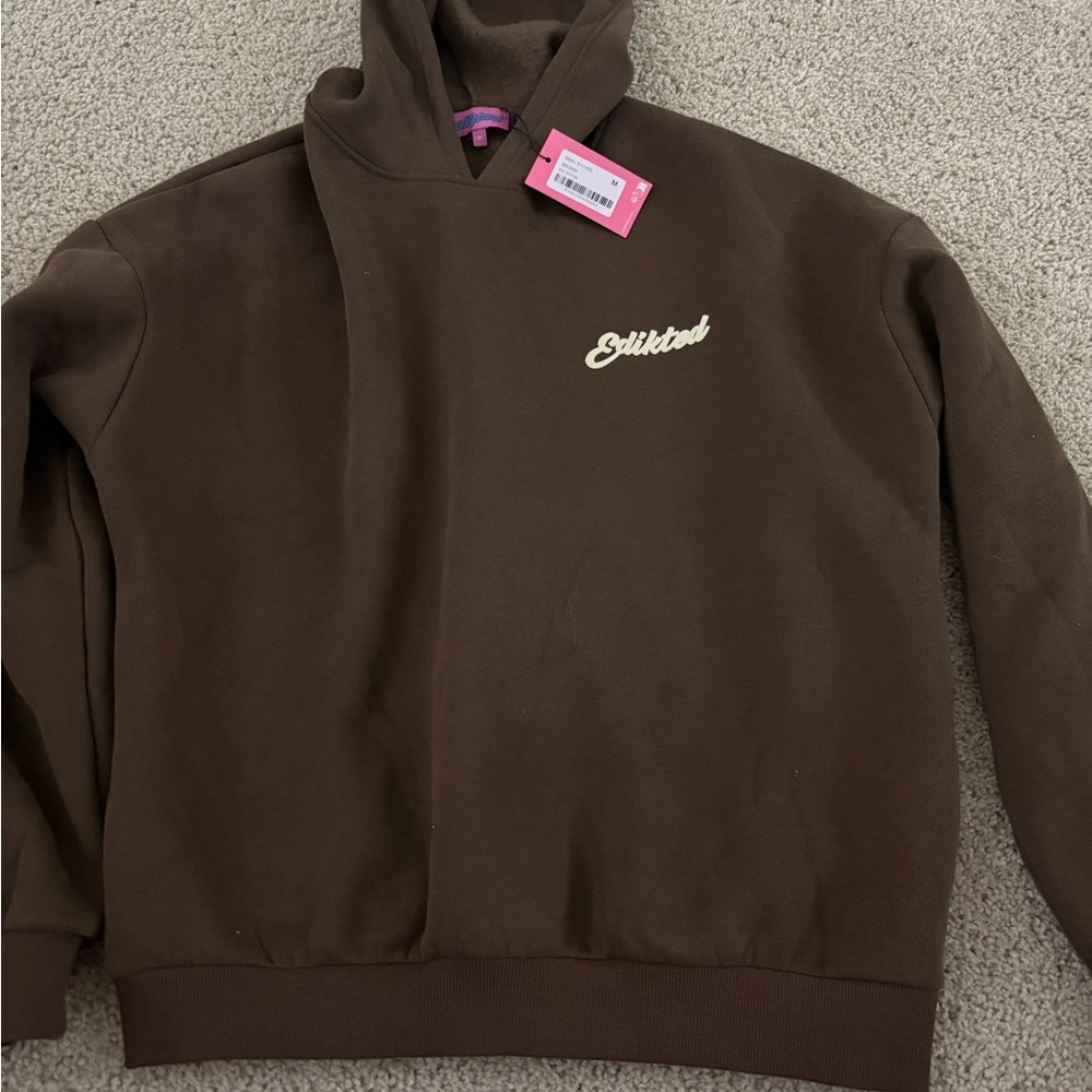 Edikted Chocolate Brown Hoodie with Logo